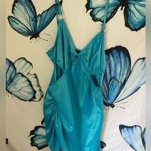 Blue Ring Cut Out Mini Dress